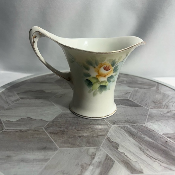 Nippon Other - Antique Nippon Hand Painted Floral Creamer with Gold Trim – Crown Mark Japan
